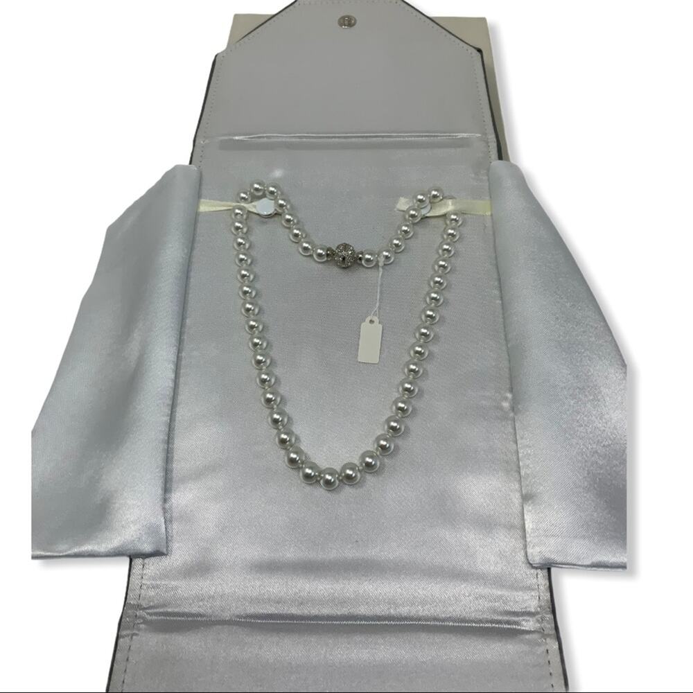 Silver Pearl Necklace Silver Crystal Ball Clasp Wedding Bride Classic Sparkle
